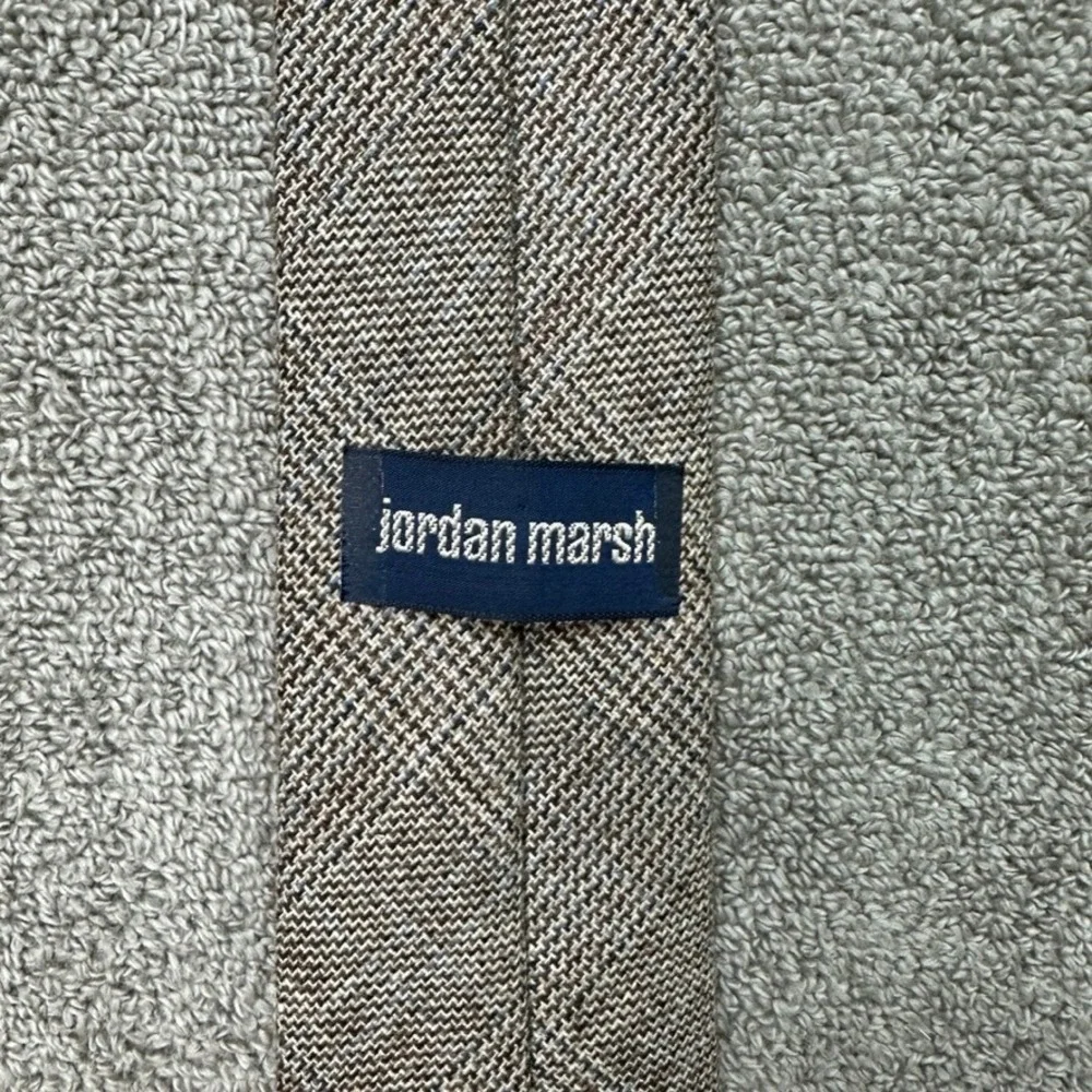 Vintage Jordan Marsh Mens Brown Blue Textured Weave Silk Blend Necktie 57x3.25